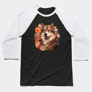 Akita Dog Floral Baseball T-Shirt